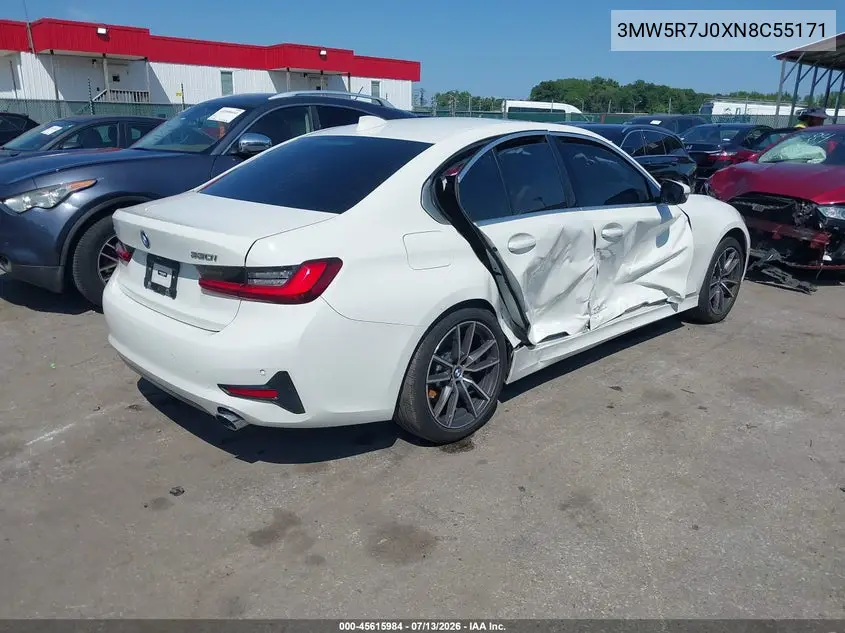 2022 BMW 330I xDrive VIN: 3MW5R7J0XN8C55171 Lot: 45615984