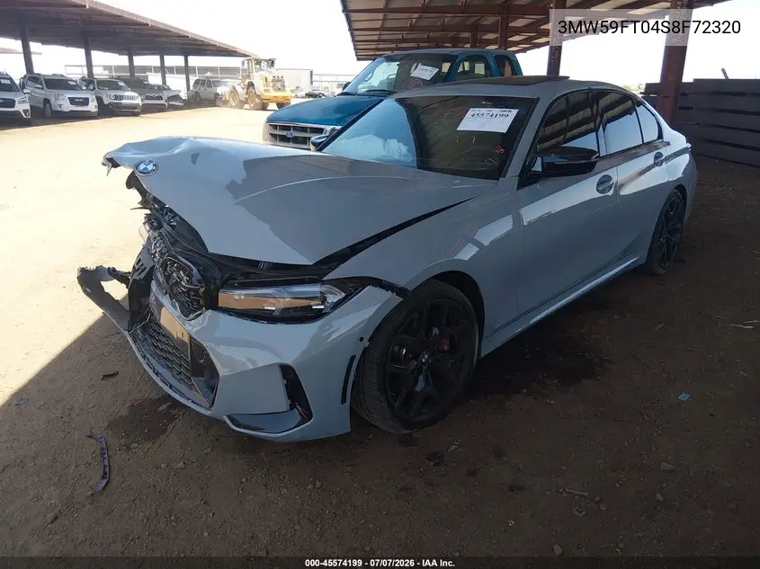 2025 BMW M340I VIN: 3MW59FT04S8F72320 Lot: 45574199