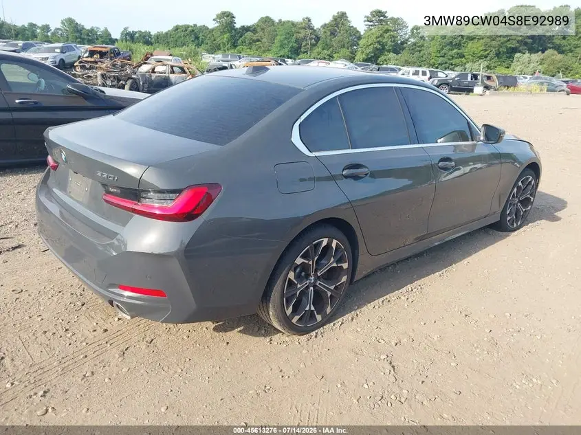 2025 BMW 330I xDrive VIN: 3MW89CW04S8E92989 Lot: 45613276