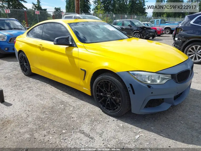 2015 BMW 428I VIN: WBA3N7C59FK222917 Lot: 45362140