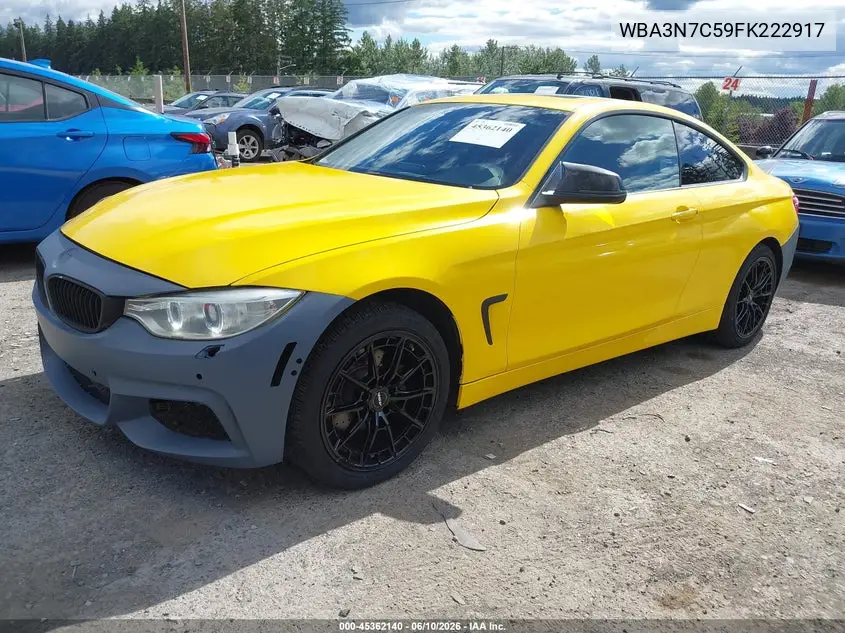 2015 BMW 428I VIN: WBA3N7C59FK222917 Lot: 45362140