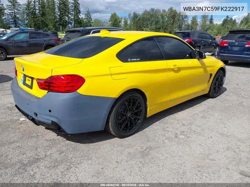 2015 BMW 428I VIN: WBA3N7C59FK222917 Lot: 45362140