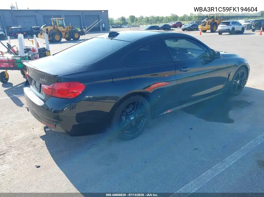 2015 BMW 435I VIN: WBA3R1C59FK194604 Lot: 45606039