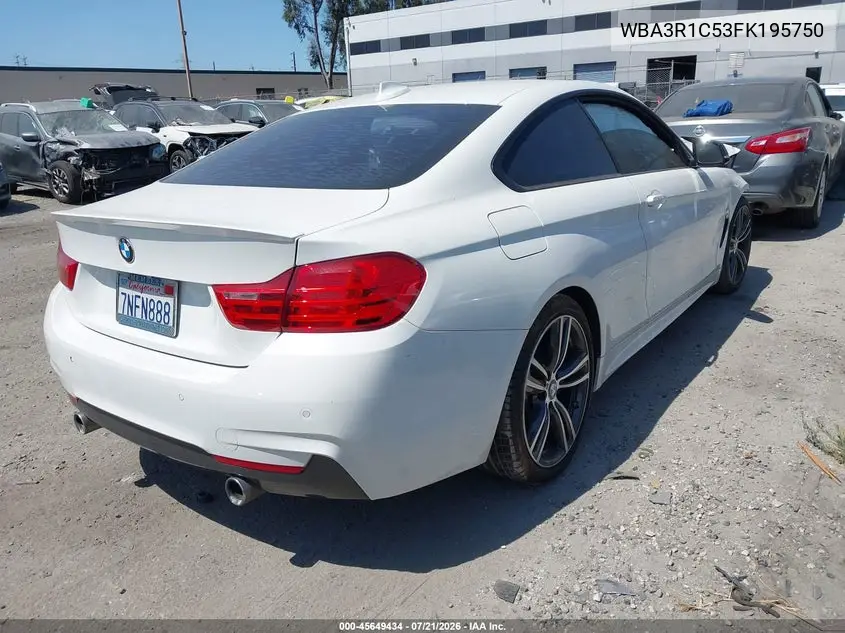 2015 BMW 435I VIN: WBA3R1C53FK195750 Lot: 45649434