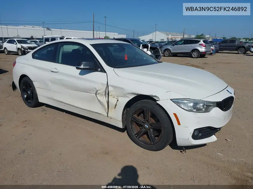 2015 BMW 428I xDrive VIN: WBA3N9C52FK246892 Lot: 45658914