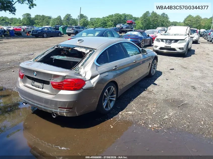 2016 BMW 435I Gran Coupe xDrive VIN: WBA4B3C57GG344377 Lot: 45568695