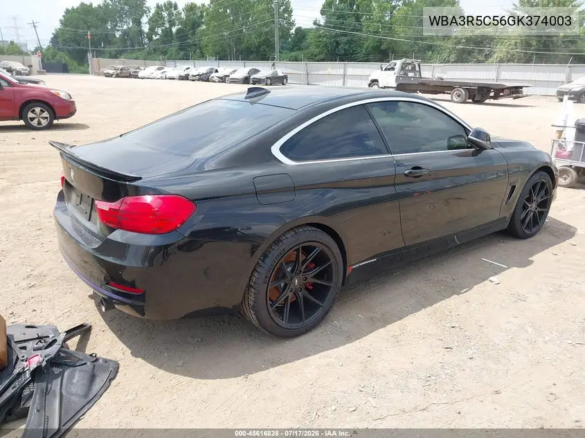 2016 BMW 435I xDrive VIN: WBA3R5C56GK374003 Lot: 45616828