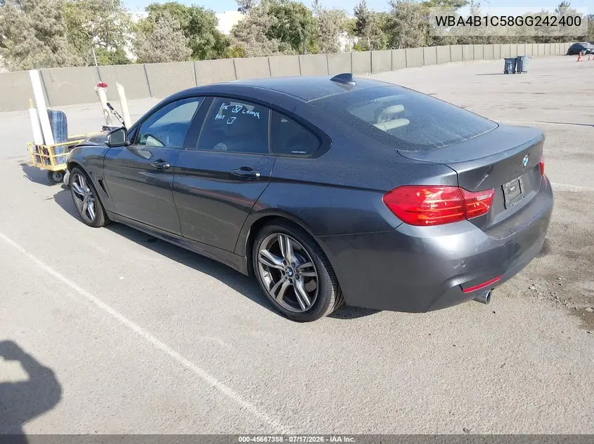 2016 BMW 435I Gran Coupe VIN: WBA4B1C58GG242400 Lot: 45667358