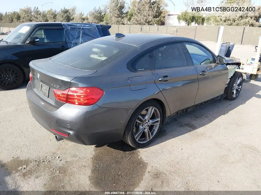 2016 BMW 435I Gran Coupe VIN: WBA4B1C58GG242400 Lot: 45667358