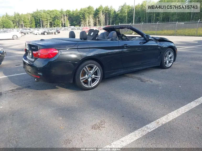 2017 BMW 440I xDrive VIN: WBA4U1C57H5A15743 Lot: 45349478