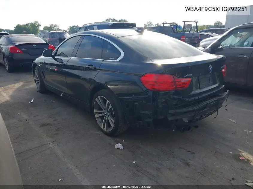 2017 BMW 430I Gran Coupe xDrive VIN: WBA4F9C5XHG792251 Lot: 45363421