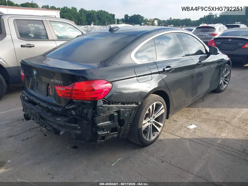 2017 BMW 430I Gran Coupe xDrive VIN: WBA4F9C5XHG792251 Lot: 45363421