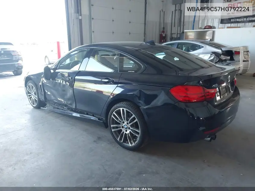 2017 BMW 430I Gran Coupe xDrive VIN: WBA4F9C57HG792224 Lot: 45537591