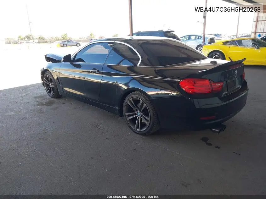 2017 BMW 430I VIN: WBA4U7C36H5H20258 Lot: 45627495