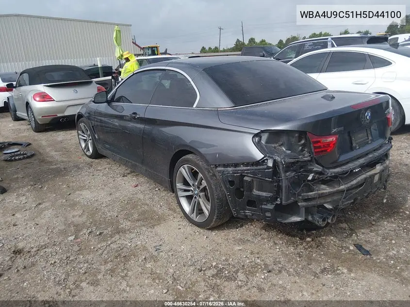 2017 BMW 430I xDrive VIN: WBA4U9C51H5D44100 Lot: 45630254
