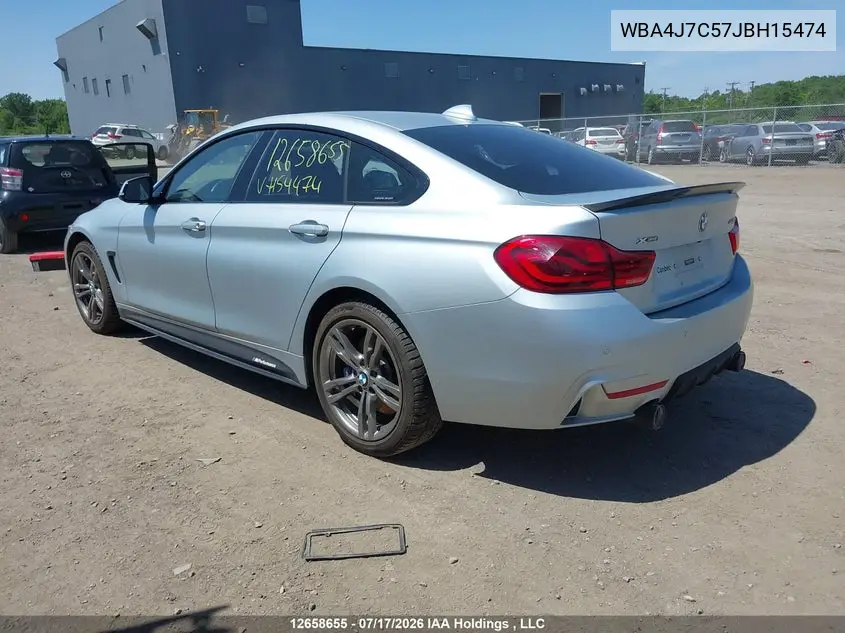 2018 BMW 440I Gran Coupe xDrive VIN: WBA4J7C57JBH15474 Lot: 12658655x