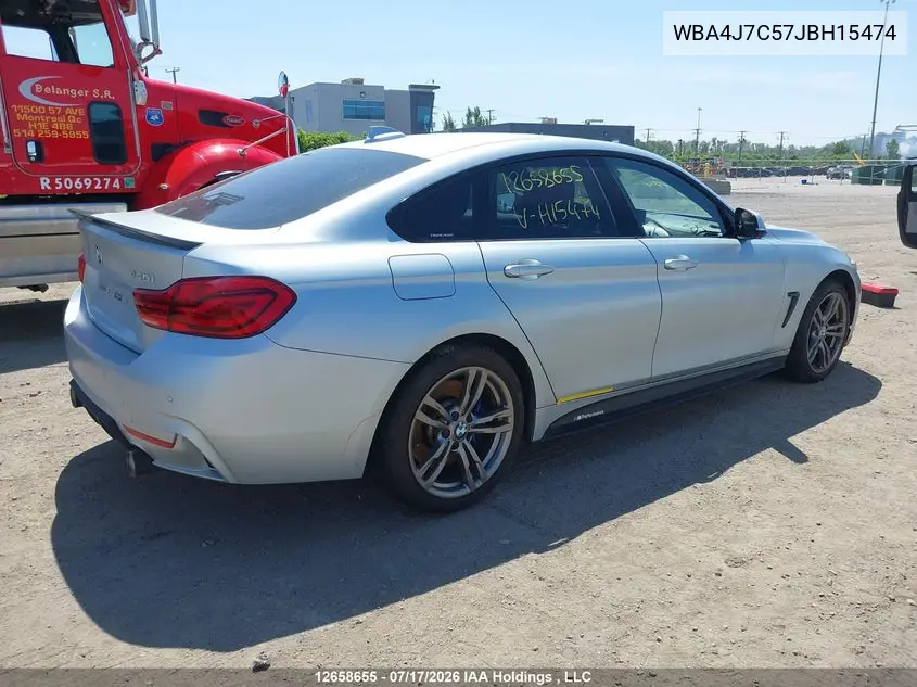 2018 BMW 440I Gran Coupe xDrive VIN: WBA4J7C57JBH15474 Lot: 12658655x