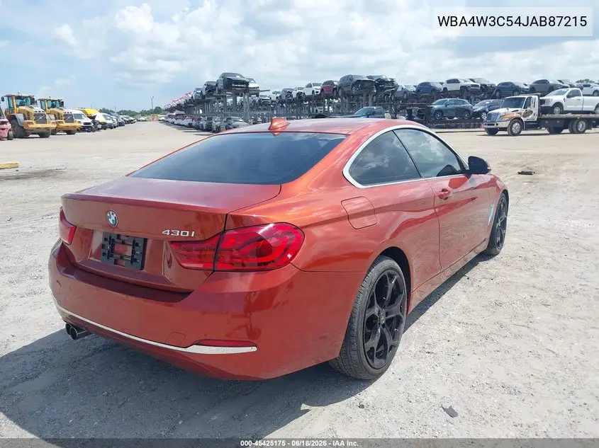 2018 BMW 430I VIN: WBA4W3C54JAB87215 Lot: 45425175