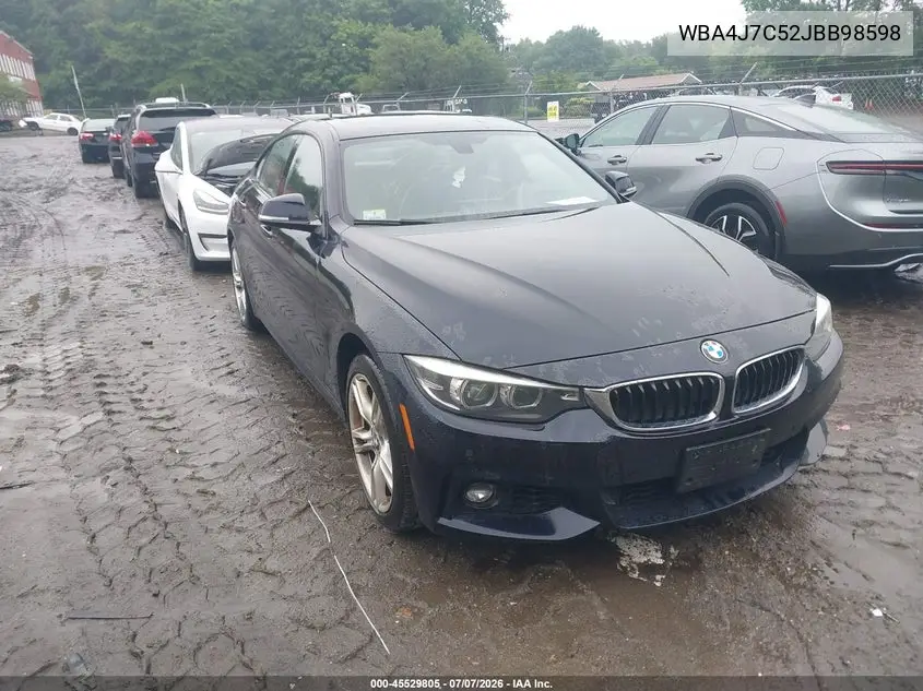 2018 BMW 440I Gran Coupe xDrive VIN: WBA4J7C52JBB98598 Lot: 45529805
