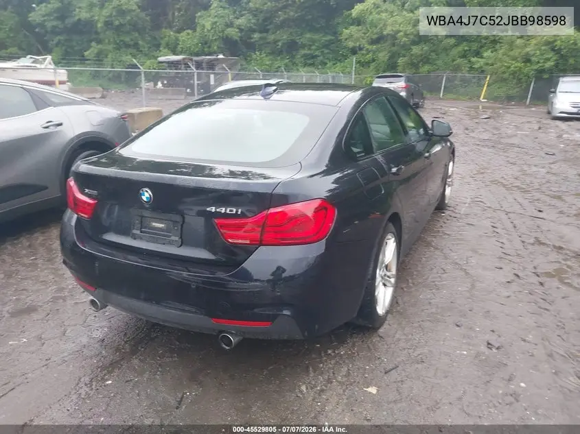 2018 BMW 440I Gran Coupe xDrive VIN: WBA4J7C52JBB98598 Lot: 45529805