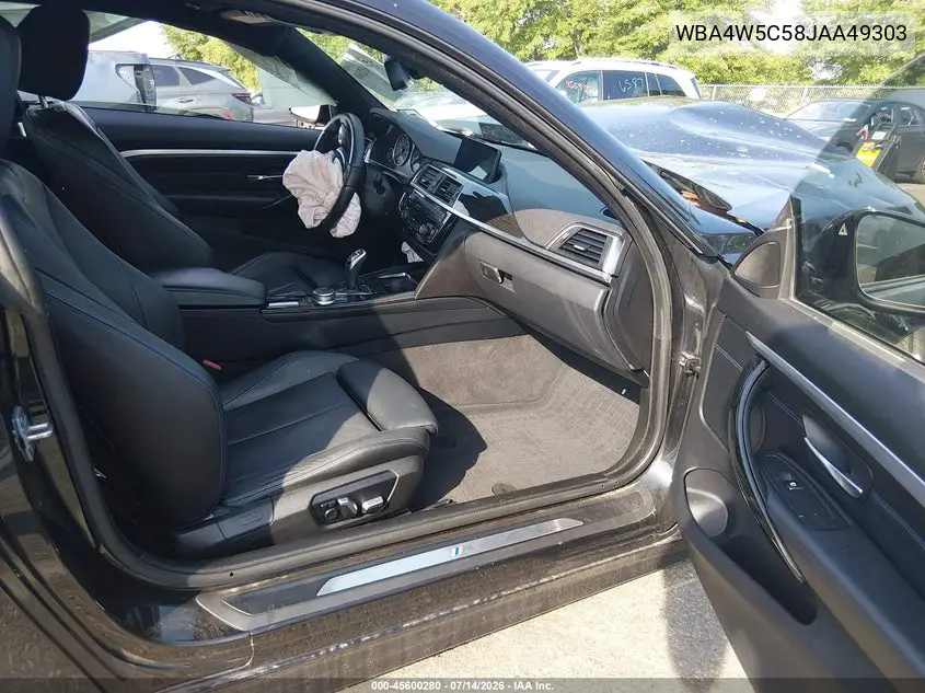 2018 BMW 430I xDrive VIN: WBA4W5C58JAA49303 Lot: 45600280