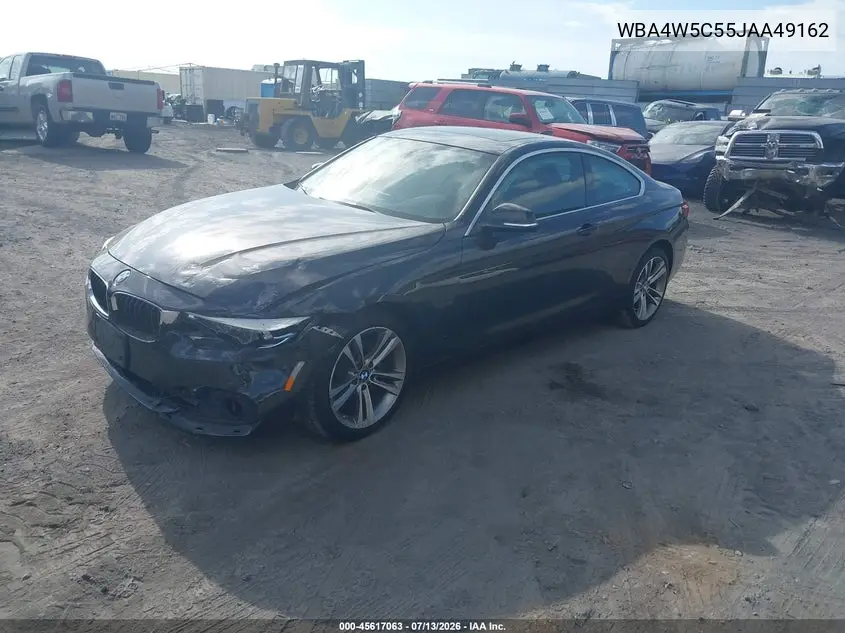2018 BMW 430I xDrive VIN: WBA4W5C55JAA49162 Lot: 45617063