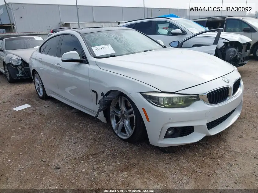 2018 BMW 430I Gran Coupe VIN: WBA4J1C51JBA30092 Lot: 45617779