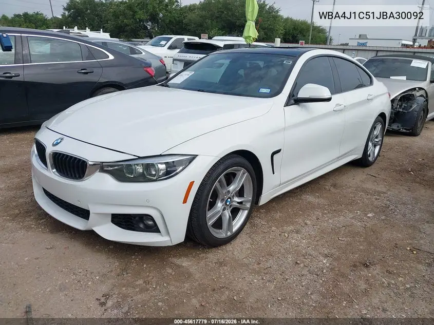 2018 BMW 430I Gran Coupe VIN: WBA4J1C51JBA30092 Lot: 45617779