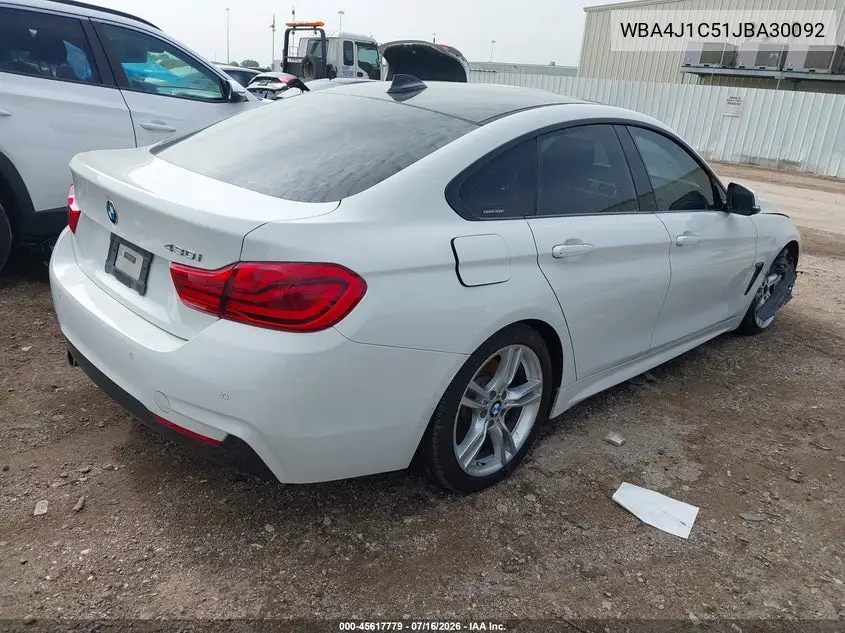 2018 BMW 430I Gran Coupe VIN: WBA4J1C51JBA30092 Lot: 45617779