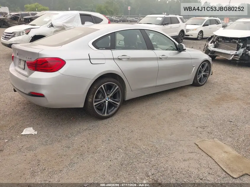 2018 BMW 430I Gran Coupe VIN: WBA4J1C53JBG80252 Lot: 45638295
