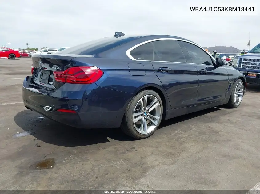 2019 BMW 430I Gran Coupe VIN: WBA4J1C53KBM18441 Lot: 45238392