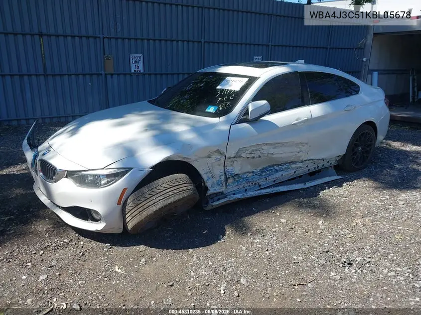 2019 BMW 430I Gran Coupe xDrive VIN: WBA4J3C51KBL05678 Lot: 45310235