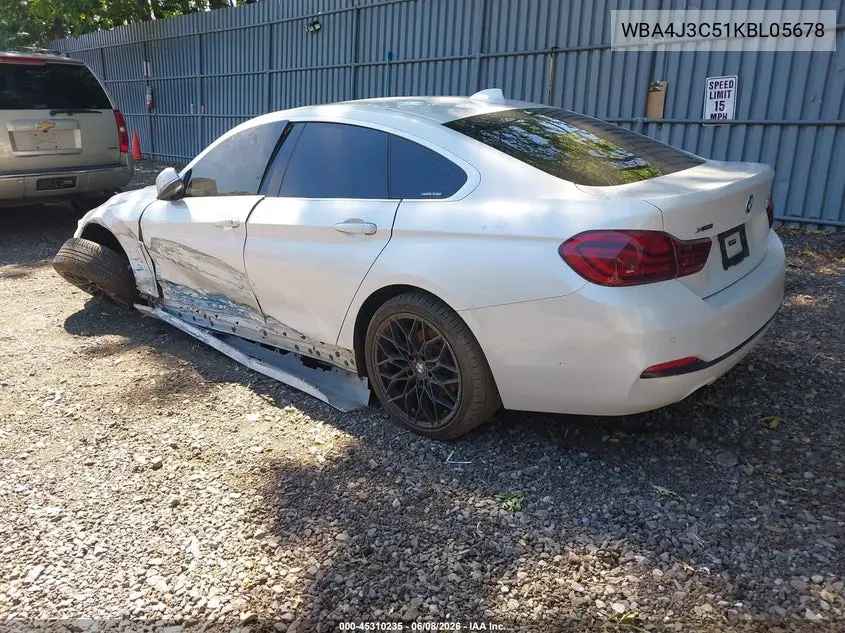 2019 BMW 430I Gran Coupe xDrive VIN: WBA4J3C51KBL05678 Lot: 45310235