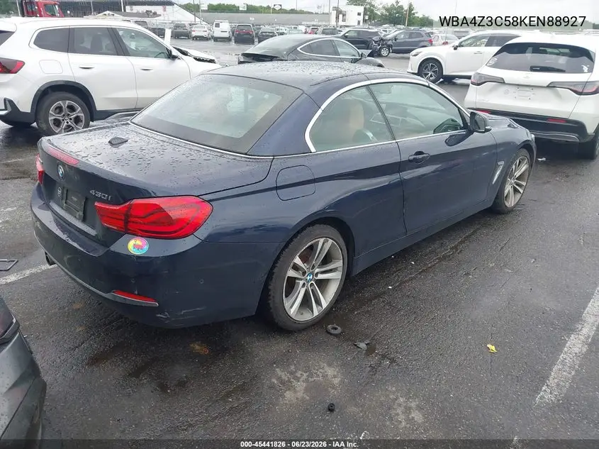 2019 BMW 430I xDrive VIN: WBA4Z3C58KEN88927 Lot: 45441826