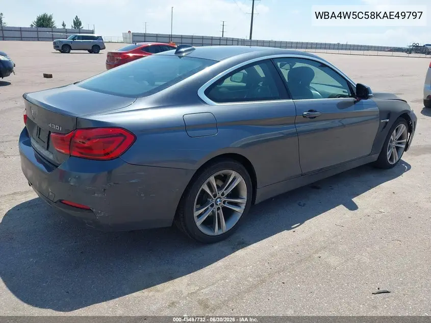 2019 BMW 430I xDrive VIN: WBA4W5C58KAE49797 Lot: 45497732