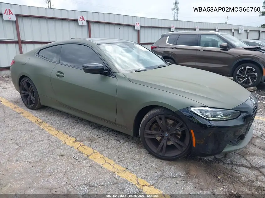 2021 BMW 430I VIN: WBA53AP02MCG66760 Lot: 45195557