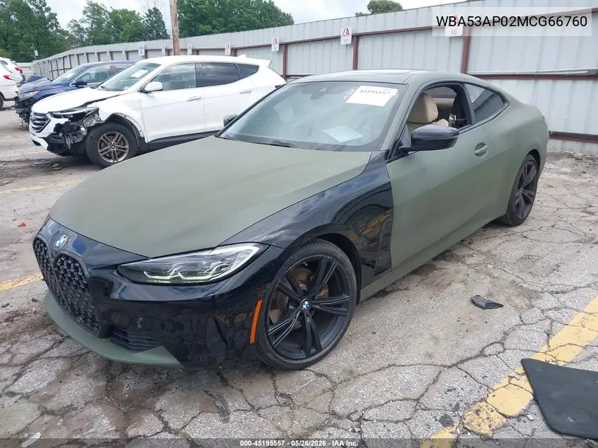 2021 BMW 430I VIN: WBA53AP02MCG66760 Lot: 45195557