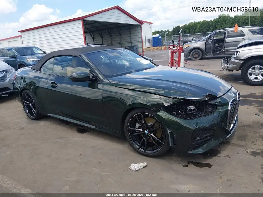 2021 BMW 430I VIN: WBA23AT04MCH58610 Lot: 45237898