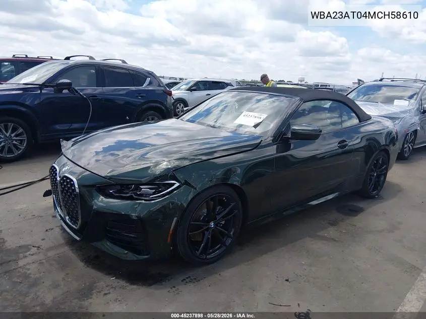 2021 BMW 430I VIN: WBA23AT04MCH58610 Lot: 45237898