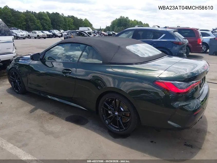 2021 BMW 430I VIN: WBA23AT04MCH58610 Lot: 45237898