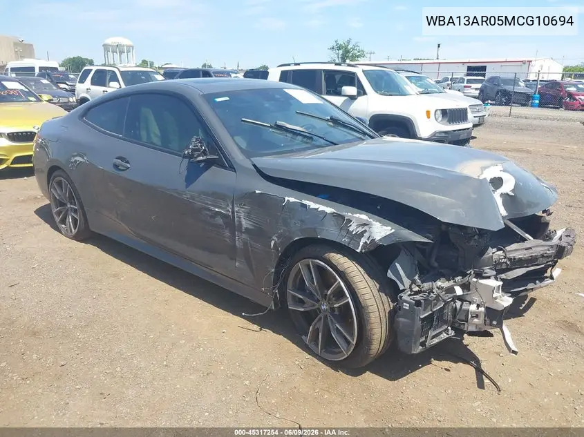2021 BMW M440I xDrive VIN: WBA13AR05MCG10694 Lot: 45317254
