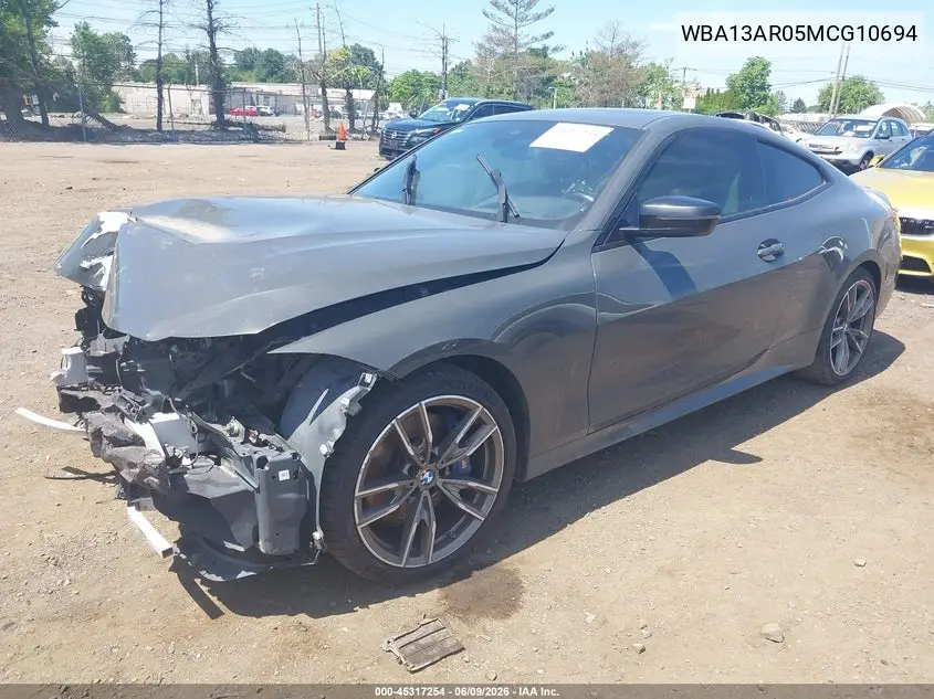 2021 BMW M440I xDrive VIN: WBA13AR05MCG10694 Lot: 45317254