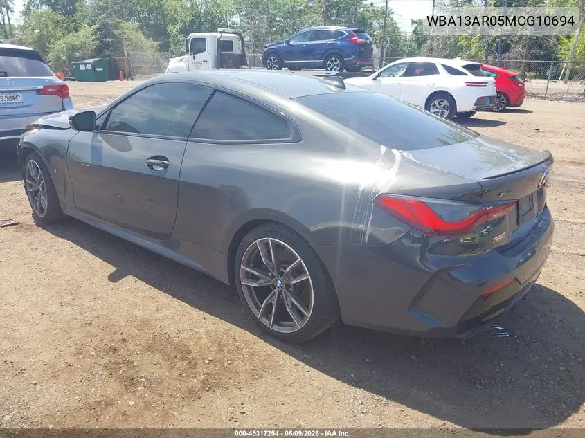 2021 BMW M440I xDrive VIN: WBA13AR05MCG10694 Lot: 45317254