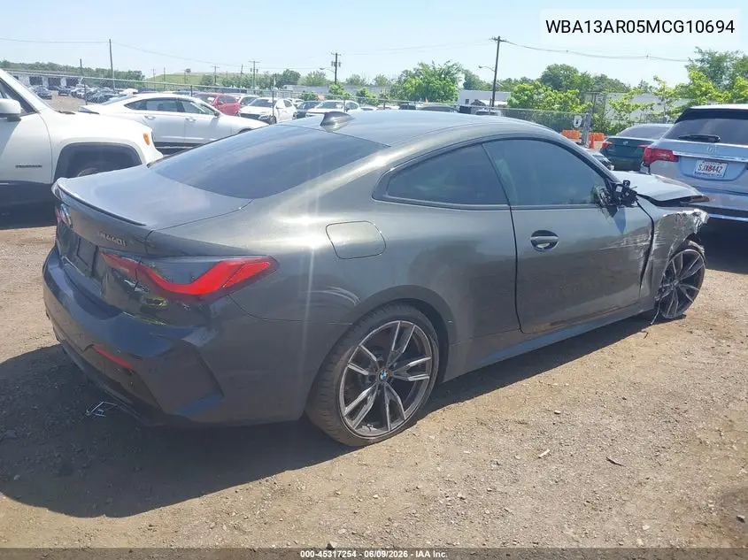 2021 BMW M440I xDrive VIN: WBA13AR05MCG10694 Lot: 45317254
