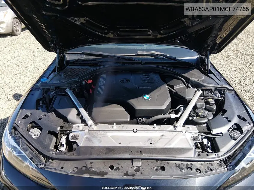 2021 BMW 430I VIN: WBA53AP01MCF74765 Lot: 45462152