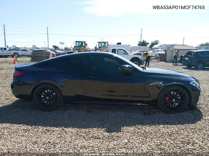 2021 BMW 430I VIN: WBA53AP01MCF74765 Lot: 45462152