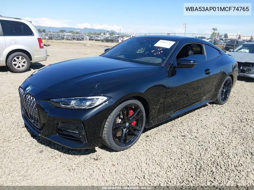 2021 BMW 430I VIN: WBA53AP01MCF74765 Lot: 45462152