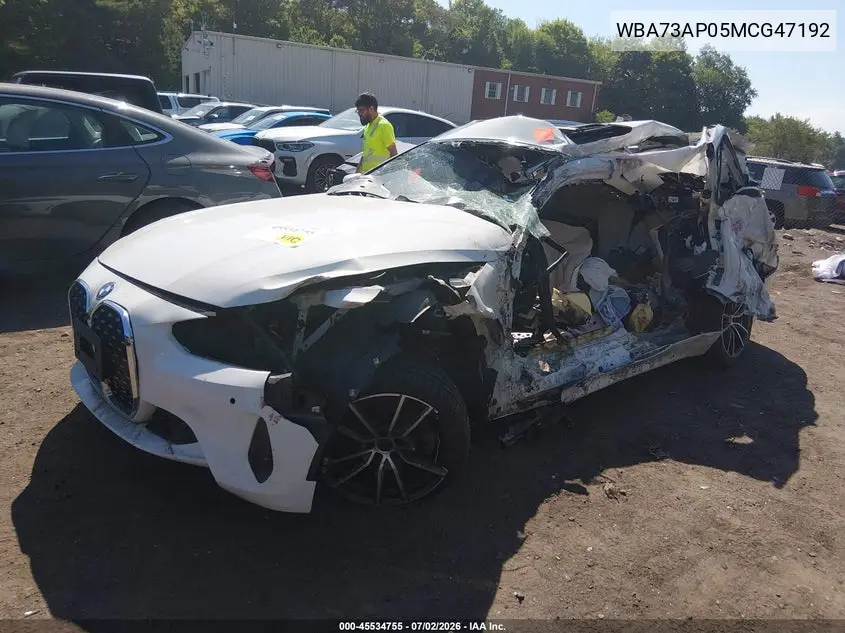 2021 BMW 430I xDrive VIN: WBA73AP05MCG47192 Lot: 45534755