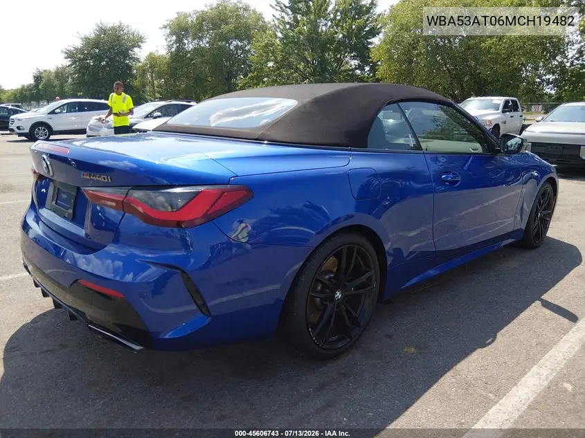 2021 BMW M440I VIN: WBA53AT06MCH19482 Lot: 45606743