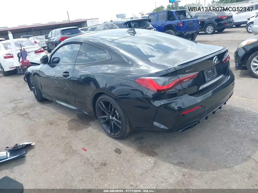 2021 BMW M440I xDrive VIN: WBA13AR07MCG52347 Lot: 45638209